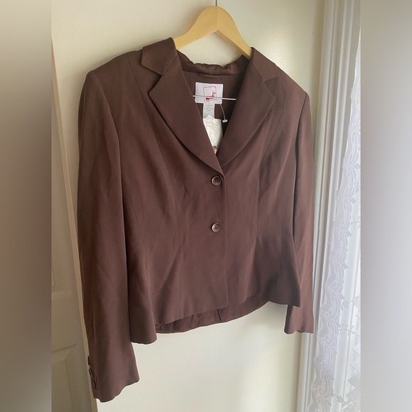 NWT Vintage Mondi Satin Brown Blazer Tailored Suit Jacket NOS Deadstock  Luxury - Picture 1 of 8